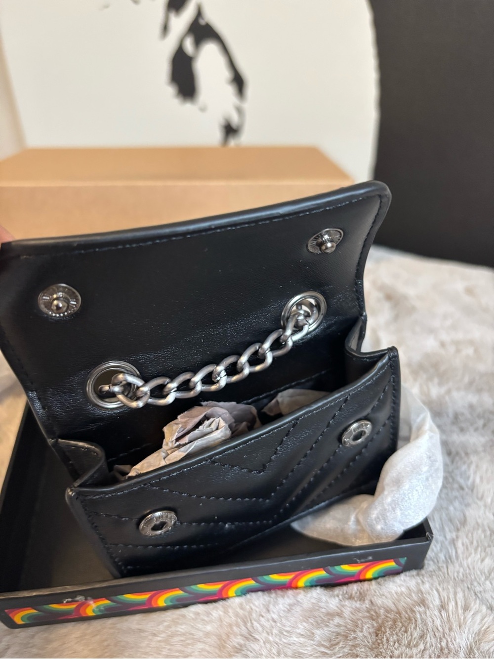 Kurt Geiger Black Quilted Mini Chain Shoulder Bag - Picture 3 of 5